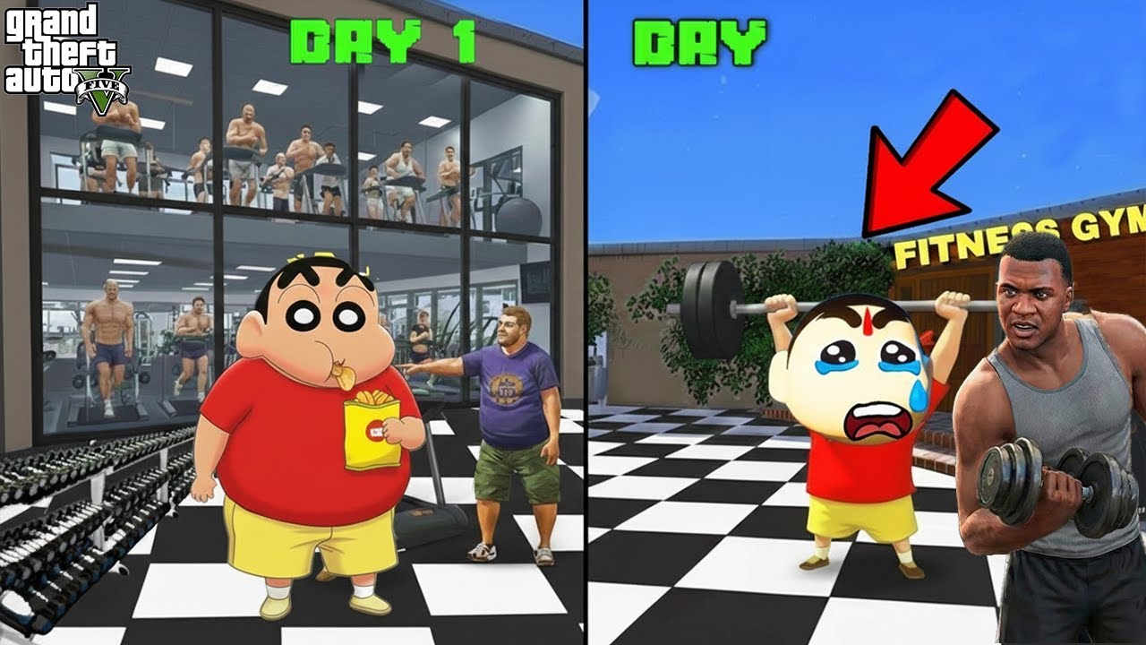 GTA V : Franklin & Shinchan Survived Fat To Fit Challenge In His New LUXURY GYM In GTA 5