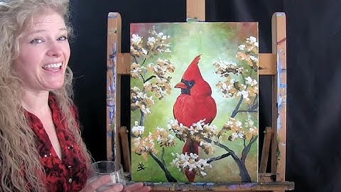 Cardinal In Bloom | Paint and Sip at Home | Step by Step Acrylic Paint Tutorial