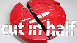 Roomba cut in half with waterjet