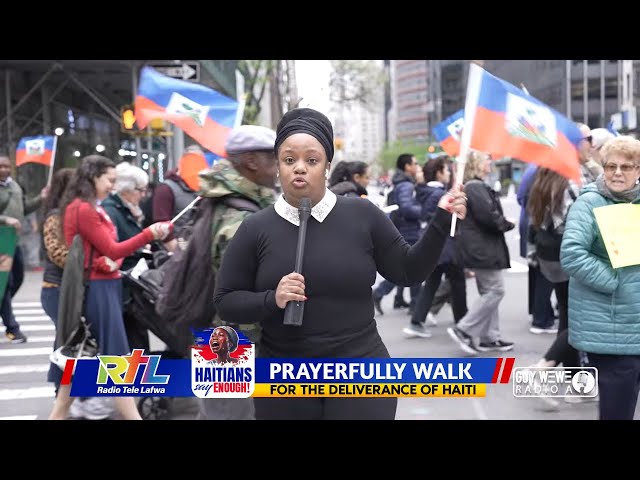 Manhattan NY: Haitians say ENOUGH! Praterfully walk for delivrance of Haiti.  KitCat Ayitibiyografi class=