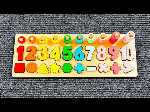 Find the Missing Numbers and Shapes with a Montessori Activity Puzzle | Preschool Toddler Learning
