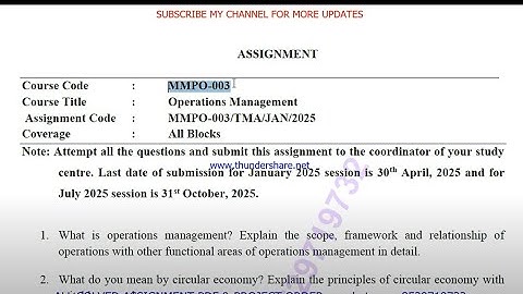 MMPO - 003 Solved Assignment Jan 2025 & July 2025 PDF | MBA | Operations Management