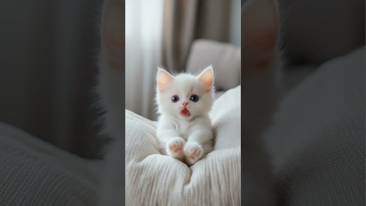 A Cute White Cat Kitten Catlover Lipsyncs