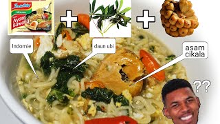 Resep keluarga karo, Masak mie Instan pake daun singkong dan asam cikala ??