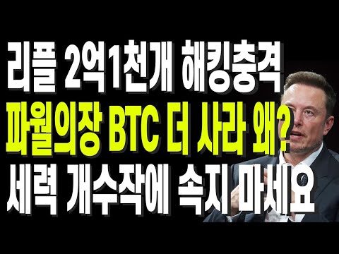   비트코인 리플 도지코인 이더리움 리플 2억1천개 해킹충격 파월의장 BTC 더 사라 왜 세력 개수작에 속지 마세요