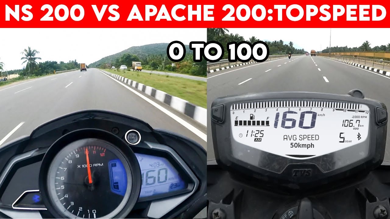 NS 200 VS Apache 200 | 0 To 100 | TOPSPEED !!! - YouTube
