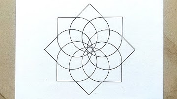 Simple Square Geometry Design Drawing | Easy Square Line Art | Square Overlapping Line Art @learnart