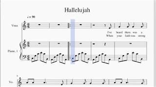 Hallelujah - Karoke Version (piano accompaniment + lyrics + score) chords