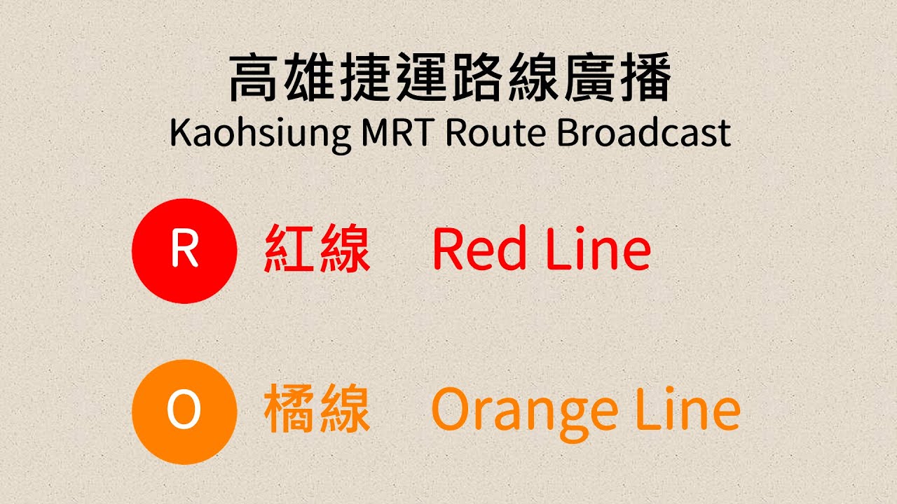 【高雄捷運/Kaohsiung Metro】路線廣播 Route Announcement