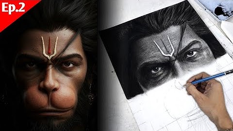 How To Draw Realistic Hanuman JI Shading , Step By Step Easy Tutorial 😍 | Realistic Hanuman Drawing