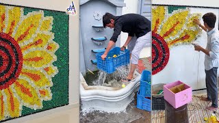 Reuse plastic bottle cap idea - recycle wall art #reuse #bottlecap #wallart