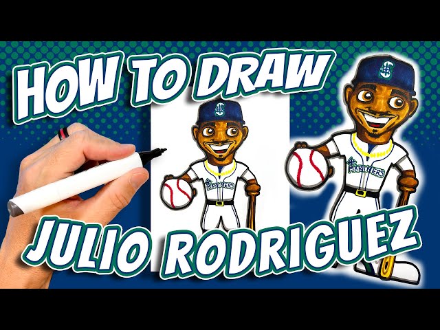 How to Draw Julio Rodriguez for Kids - Seattle Mariners MLB