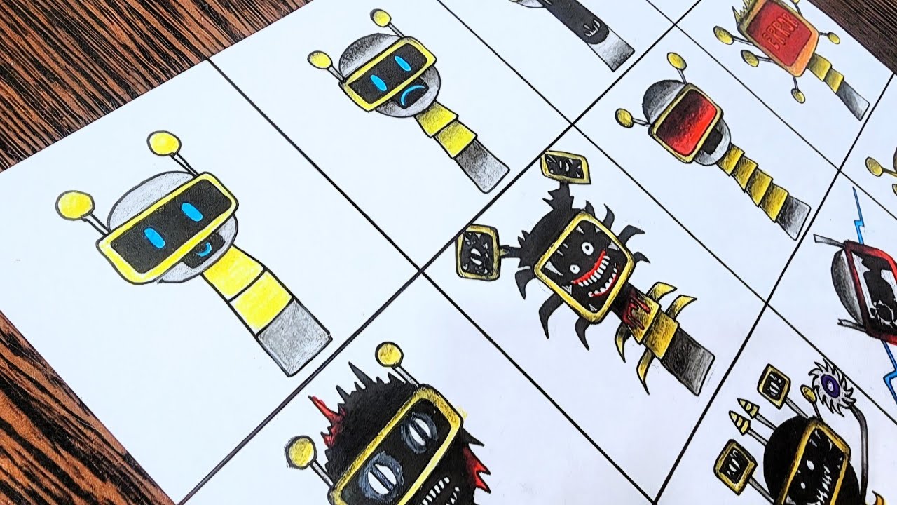 Drawing Sprunki ( Funbot) : Phase 1 to Phase 12 - YouTube