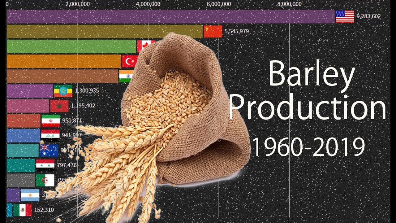 Top Barley Production by country (19602019) Pengeluar Barli Dunia YouTube