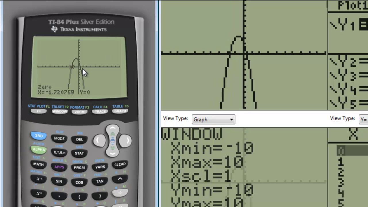 Using TI18 to find vertex and intercepts of a quadratic function