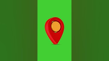 3d Red Yellow Location Icon Pop up on Green Screen Background