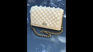 شنطه كروشيه بغرزة الفيشارة بطريقه سهله للمبتدئين Popcorn Bag Making (Bobble Stitch Bag)