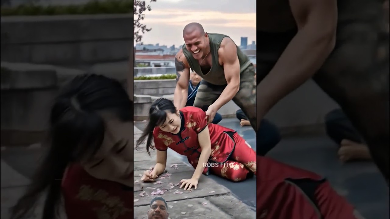 in USA, Girl fight with a boy in a local area 