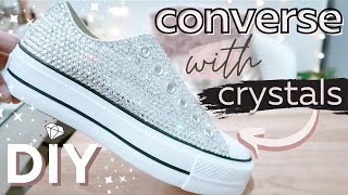 Light purple rhinestone converse  Bling shoes, Rhinestone converse, Diy  sneakers