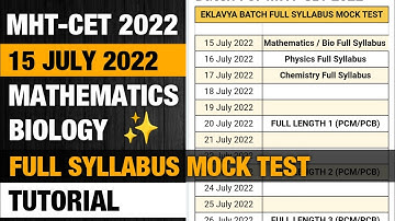 MHT-CET 2022 | Full Mock Test Video Tutorial | Eklavya Batch