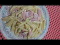 Pasta con crema y jamón #cocina fácil