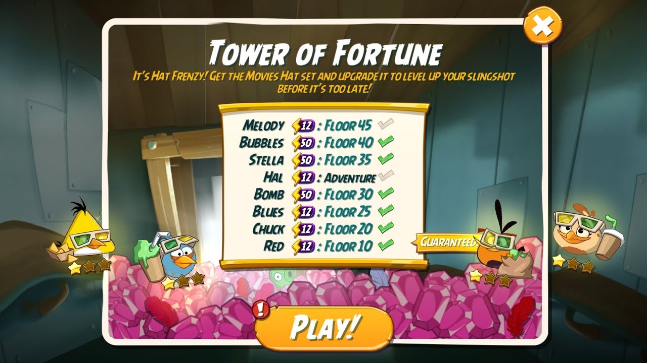 Tower of Fortune - Day 4 for the Movies Hat Set (rerun, jr account) - Angry Birds 2   