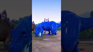 Blue Tyrannosaurus Rex vs Stegosaurus Big Fight in Isla Nublar