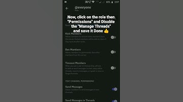 How to Disable Manage Threads permission in a role in Discord Mobile #roduz #discord #permissions