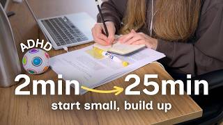 ADHD Study/Work With Me | Start With a 2-Minute Session, Build Your Focus Stamina | Brown Noise Profile