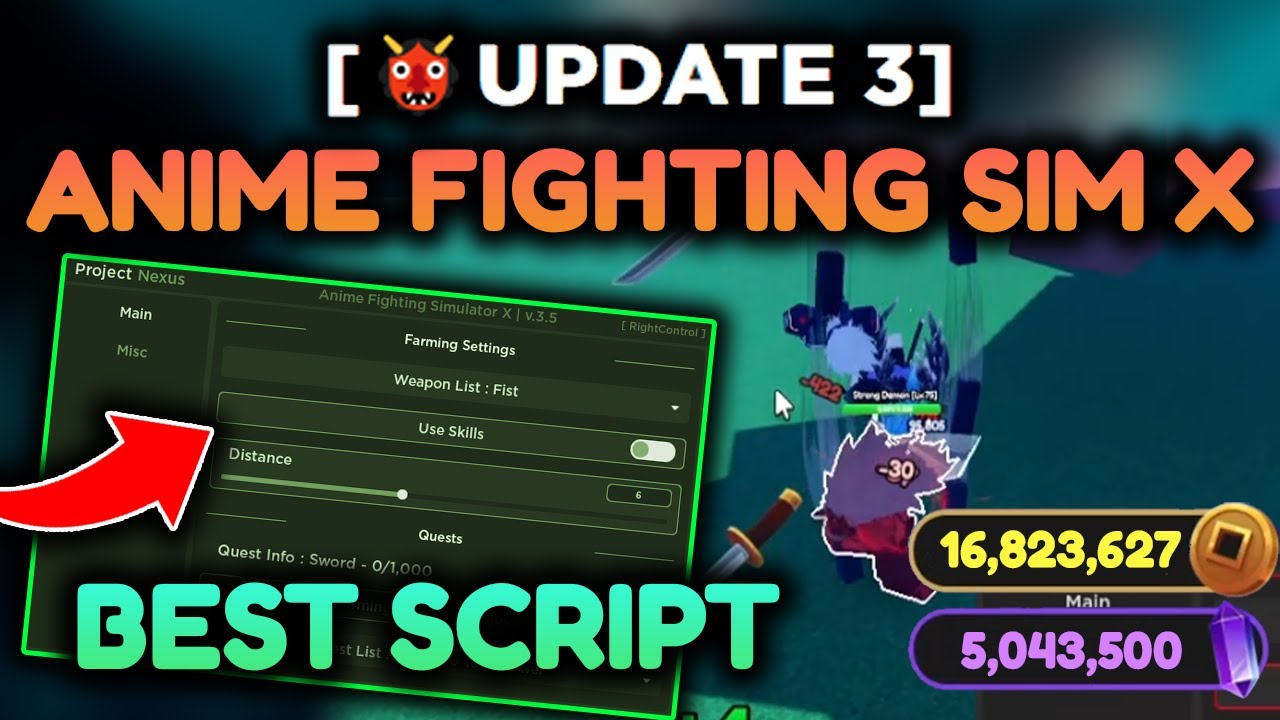 NEW] ROBLOX, Anime Fighting Simulator Script GUI Hack, Auto Farm, Chikara Hack