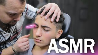 ASMR Mini Face Cup Therapy On Young Customer | ASMR Sleep Massage IN Real Barber Shop