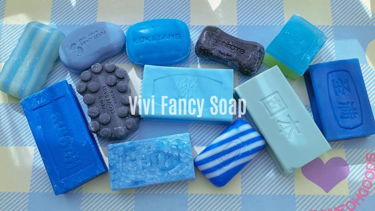 ASMR Soap Cutting/Dry Soap Cutting ASMR/Satisfying Sound ASMR/No Talking/Blue Soaps