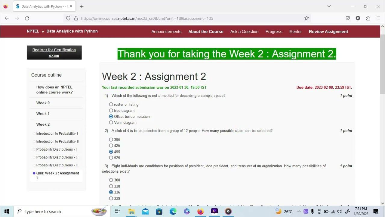 Data Analytics With Python NPTEL SWAYAM Course Week 2 Assignment ...
