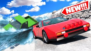 EXTREME Escape The Flood on a NEW Mountain Map in BeamNG Drive Mods!