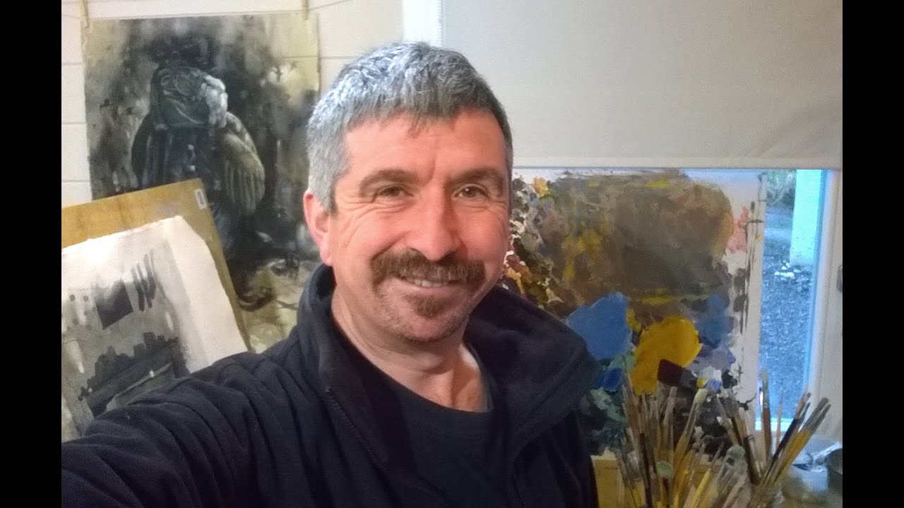 Derek Robertson - song thrush chick demo painting