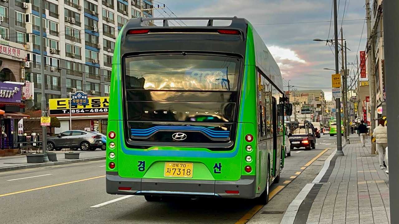 [유튭최초] 경산 경산버스 809번 7318호 [일렉시티2 EV 23' / 영남대 앞 ~ 대구가톨릭대학교 건너] 우측면 주행영상