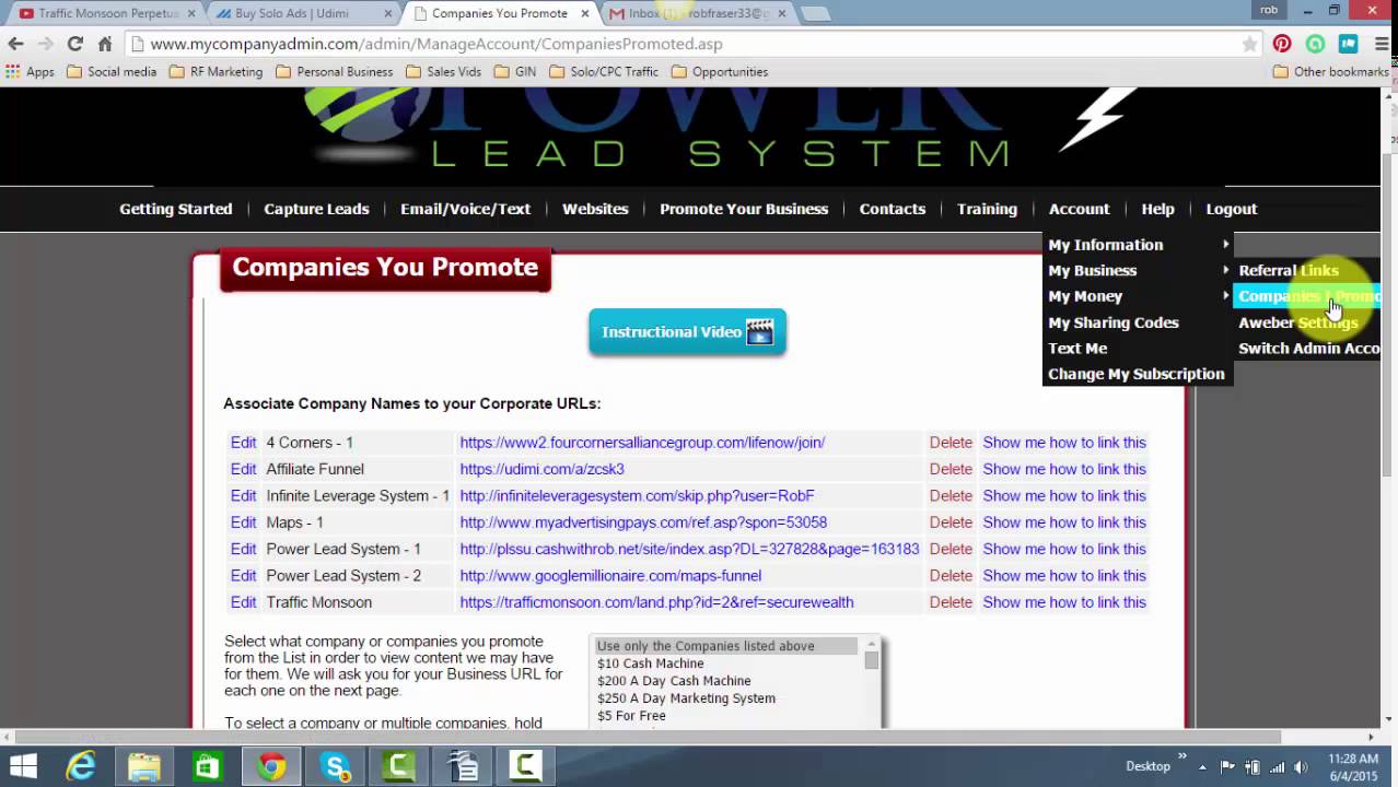 How to program your Udimi Solo Ad affiliate link in Power Lead System