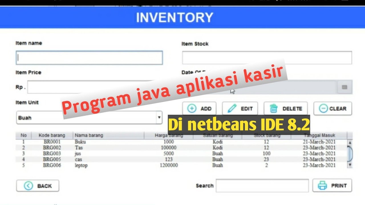 Aplikasi CRUD Kasir Penjualan sederhana java Netbeans IDE 8.2 - YouTube