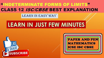 Indeterminate forms of limits class 12 ISC/CBSE (PART-1) #paper_and_pen_mathematics