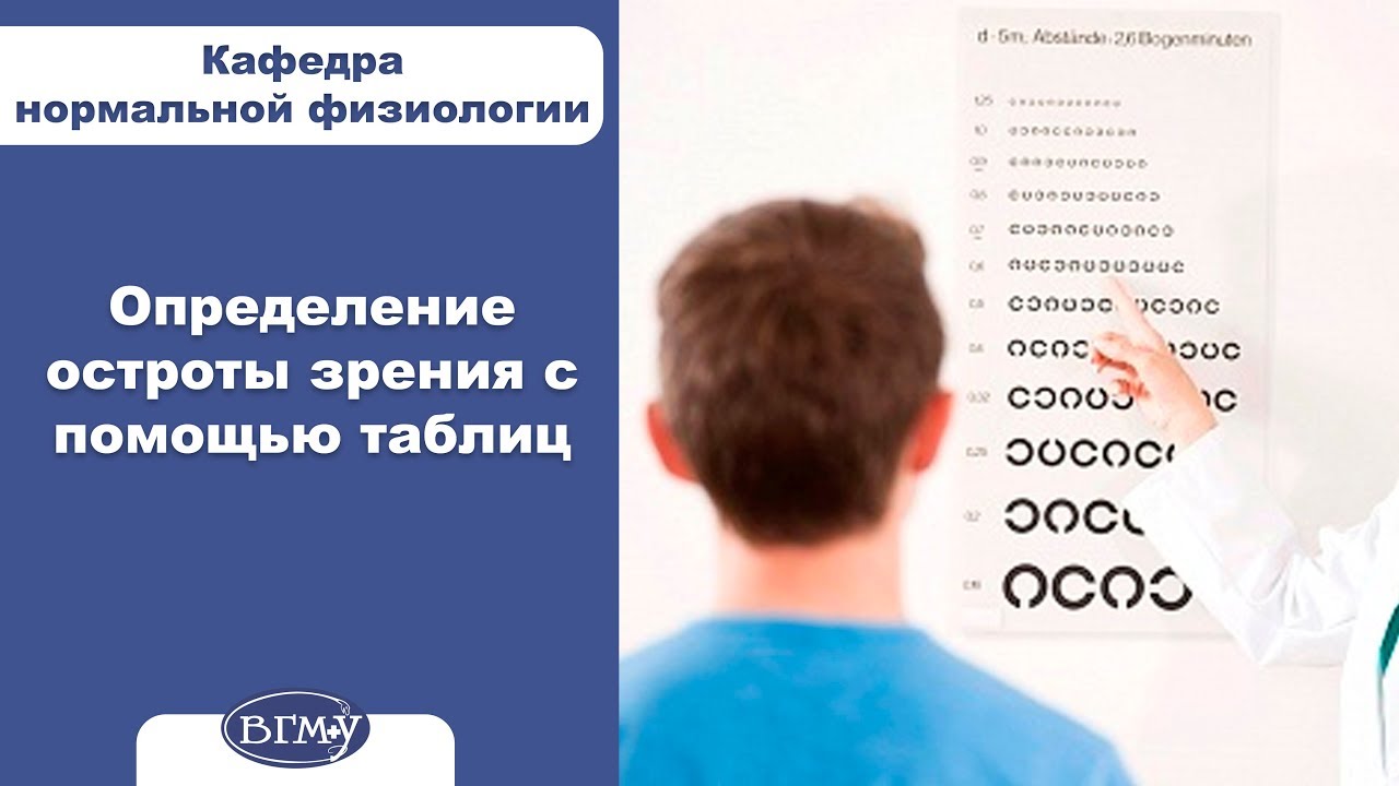 Определение остроты зрения с помощью таблиц