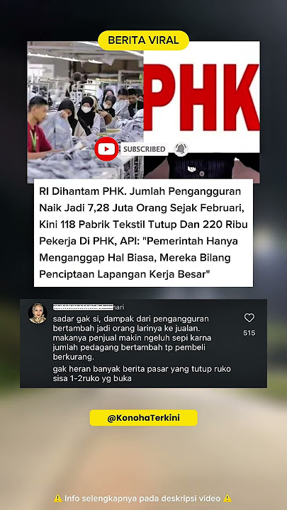 Pengangguran Naik, Pabrik Banyak Yang Tutup⁉️😭