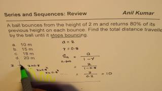 Ball dropped from 2 m height bounce 80 percent Find distance travelled till it stops MCR3U