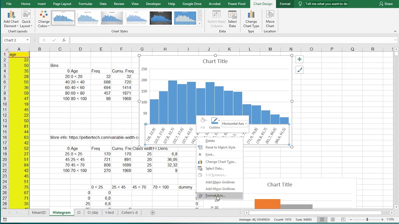 excel histogram bins