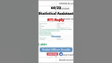 Statistical Assistant RTI Reply #shorts #dsssb #statisticalassistant