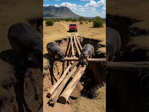 Hippo's Ingenuity Saves The Day! #animals #rescue #wildlife