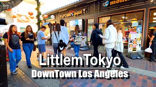 Crowded Little Tokyo Downtown LOS ANGELES CA Walking Tour | 5K 60 UHD