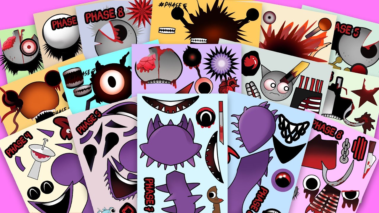  Paper DIY Phase 1 Vs 2 Vs 3 Vs 4 Vs 5 Vs 6 Vs 7 Vs 8 Sprunki Sticker 