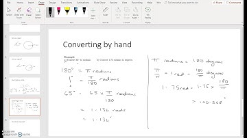 Using excel to convert degrees to radians and back again