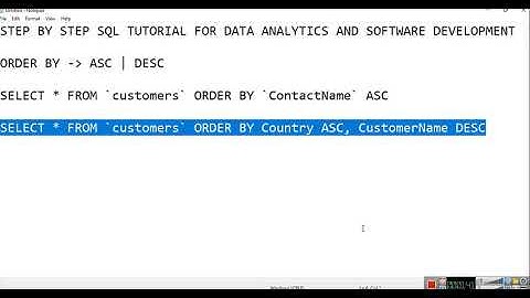 Sorting in SQL Order By ASC and DESC contd