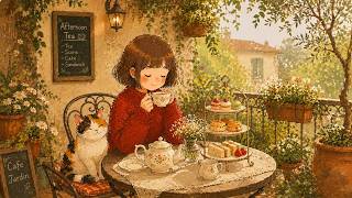 Cozy Cafe Jazz | Reading, Study, Work &amp; Relax BGM with Cat, Afternoon Tea and Cozy Garden